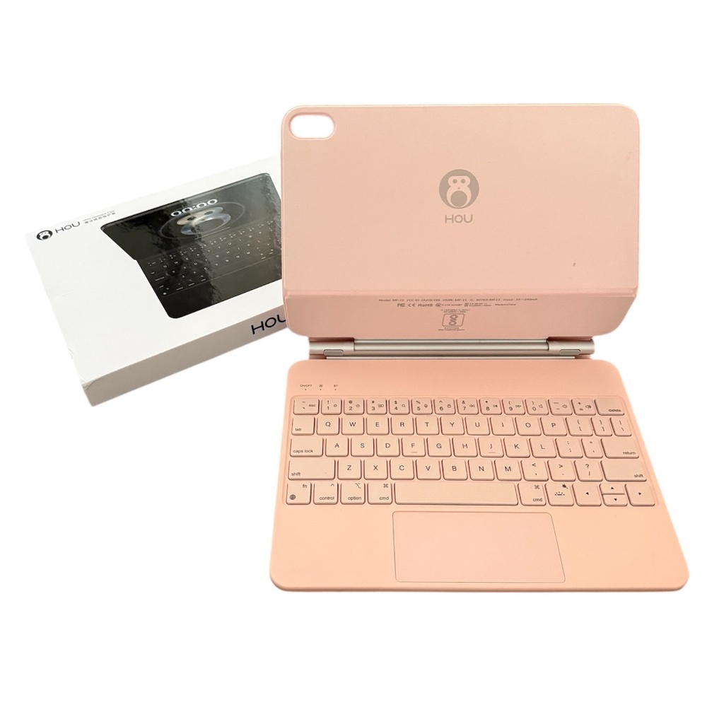 HOU Magnetic Keyboard Case iPad 10 11 Pink Bluetooth Tilt Backlit Glass Touchpad